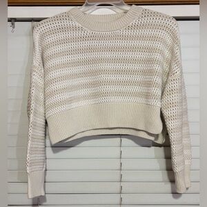 Jessica Simpson Tan and White Cropped Sweater